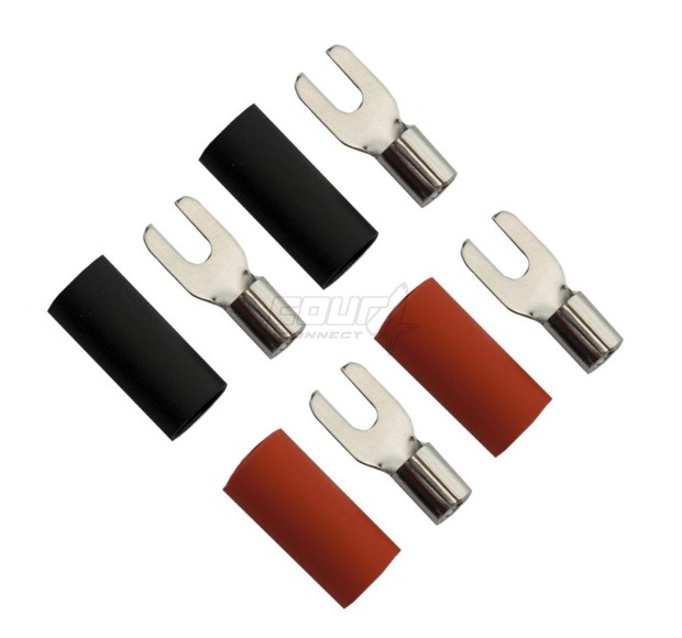 4-690812 Fork connector   6,0mm2 M3 2x – Red+ 2x – Black