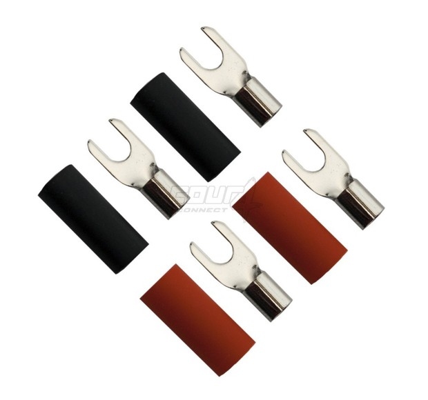 Fork connector   6,0mm2 M4 2x – Red+ 2x – Black