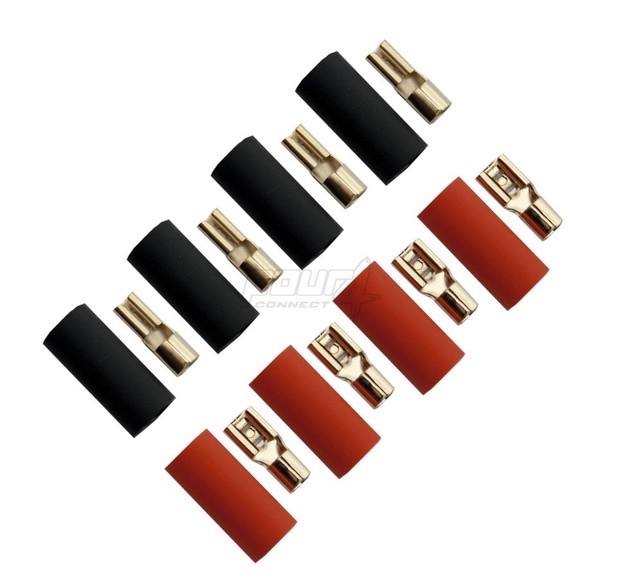 Flat connector Set 6,0mm2 ( 4,8+2,8 )  4x Red+ 4x Black