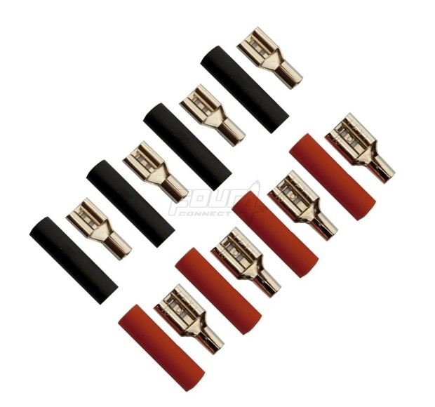 Flat connector Set 2,5mm2 ( 6,3+4,8 )  4x Red+ 4x Black