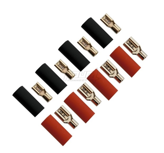 Flat connector Set 6,0mm2 ( 6,3+4,8 )  4x Red+ 4x Black
