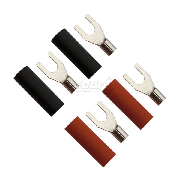 4-690814 Fork connector   2,5mm2 M4 2x – Red+ 2x – Black